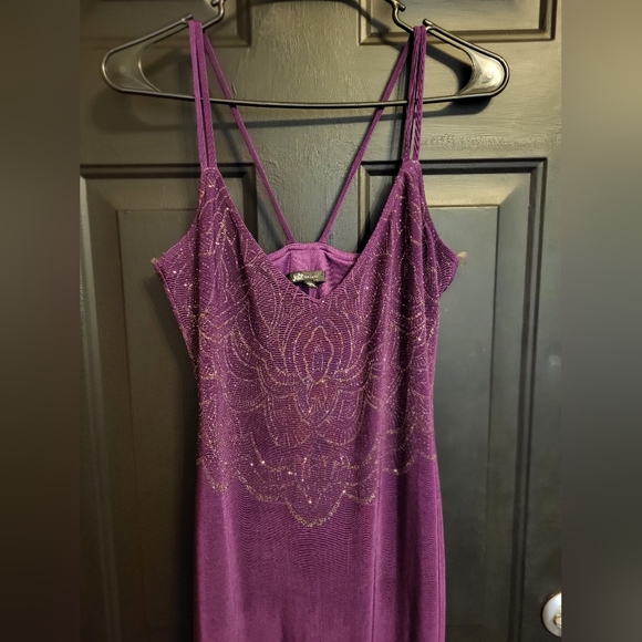 Jump Apparel purple sparkle top fitted maxi dress - Picture 3 of 12